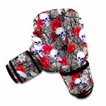 Rose Branch Skull Pattern Print Boxing Gloves