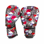 Rose Branch Skull Pattern Print Boxing Gloves