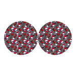 Rose Branch Skull Pattern Print Car Coasters