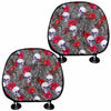 Rose Branch Skull Pattern Print Car Headrest Covers