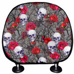 Rose Branch Skull Pattern Print Car Headrest Covers