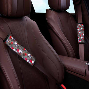 Rose Branch Skull Pattern Print Car Seat Belt Covers