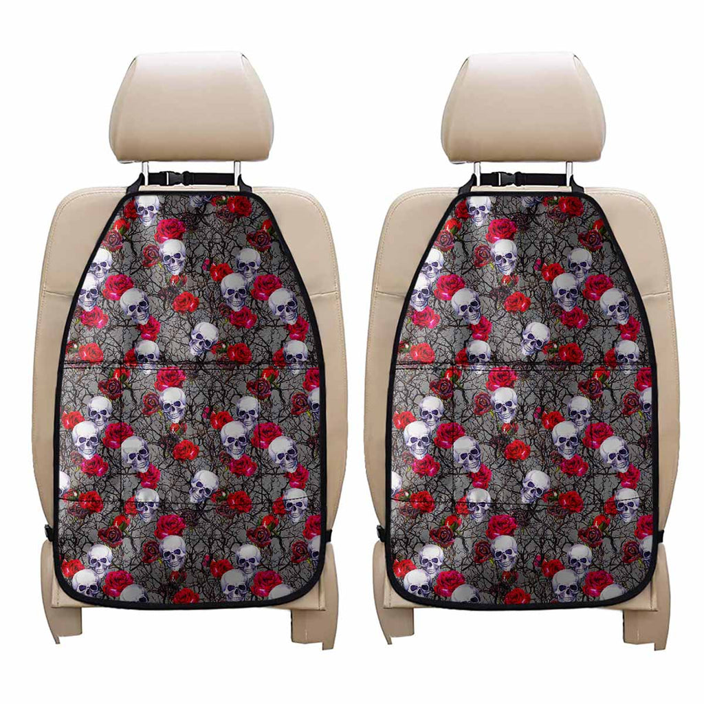 Rose Branch Skull Pattern Print Car Seat Organizers