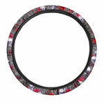 Rose Branch Skull Pattern Print Car Steering Wheel Cover