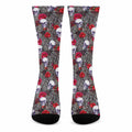 Rose Branch Skull Pattern Print Crew Socks