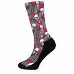 Rose Branch Skull Pattern Print Crew Socks