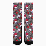 Rose Branch Skull Pattern Print Crew Socks