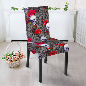 Rose Branch Skull Pattern Print Dining Chair Slipcover