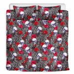 Rose Branch Skull Pattern Print Duvet Cover Bedding Set