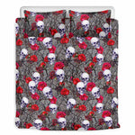 Rose Branch Skull Pattern Print Duvet Cover Bedding Set