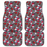 Rose Branch Skull Pattern Print Front and Back Car Floor Mats