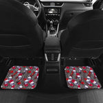 Rose Branch Skull Pattern Print Front and Back Car Floor Mats