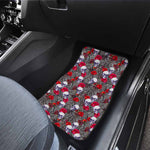Rose Branch Skull Pattern Print Front and Back Car Floor Mats