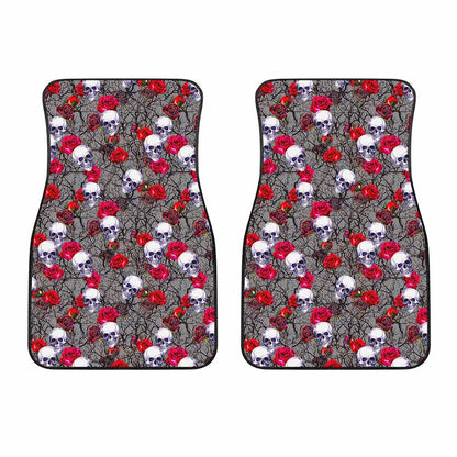 Rose Branch Skull Pattern Print Front Car Floor Mats