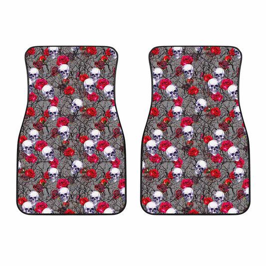 Rose Branch Skull Pattern Print Front Car Floor Mats