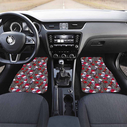 Rose Branch Skull Pattern Print Front Car Floor Mats