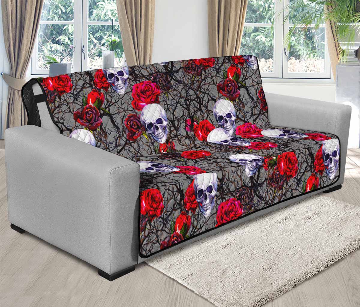 Rose Branch Skull Pattern Print Futon Protector