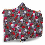Rose Branch Skull Pattern Print Hooded Blanket