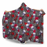 Rose Branch Skull Pattern Print Hooded Blanket