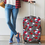 Rose Branch Skull Pattern Print Luggage Cover GearFrost