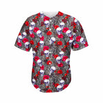 Rose Branch Skull Pattern Print Men's Baseball Jersey