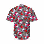 Rose Branch Skull Pattern Print Men's Baseball Jersey