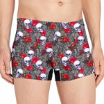 Rose Branch Skull Pattern Print Men's Boxer Briefs