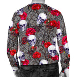 Rose Branch Skull Pattern Print Men's Crewneck Sweatshirt GearFrost