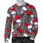 Rose Branch Skull Pattern Print Men's Crewneck Sweatshirt GearFrost