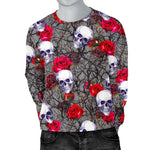 Rose Branch Skull Pattern Print Men's Crewneck Sweatshirt GearFrost