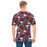 Rose Branch Skull Pattern Print Men's T-Shirt
