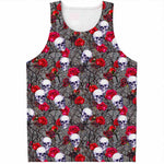 Rose Branch Skull Pattern Print Men's Tank Top
