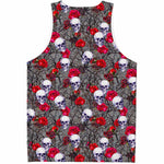 Rose Branch Skull Pattern Print Men's Tank Top