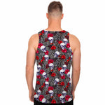 Rose Branch Skull Pattern Print Men's Tank Top