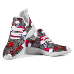 Rose Branch Skull Pattern Print Mesh Knit Shoes GearFrost