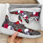 Rose Branch Skull Pattern Print Mesh Knit Shoes GearFrost