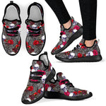 Rose Branch Skull Pattern Print Mesh Knit Shoes GearFrost