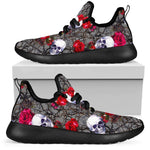 Rose Branch Skull Pattern Print Mesh Knit Shoes GearFrost