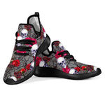 Rose Branch Skull Pattern Print Mesh Knit Shoes GearFrost