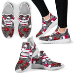Rose Branch Skull Pattern Print Mesh Knit Shoes GearFrost