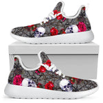 Rose Branch Skull Pattern Print Mesh Knit Shoes GearFrost