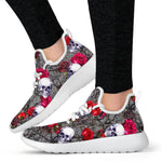 Rose Branch Skull Pattern Print Mesh Knit Shoes GearFrost