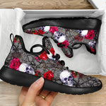 Rose Branch Skull Pattern Print Mesh Knit Shoes GearFrost