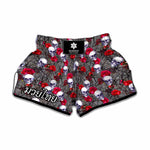 Rose Branch Skull Pattern Print Muay Thai Boxing Shorts