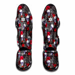 Rose Branch Skull Pattern Print Muay Thai Shin Guard