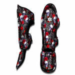 Rose Branch Skull Pattern Print Muay Thai Shin Guard
