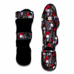 Rose Branch Skull Pattern Print Muay Thai Shin Guard