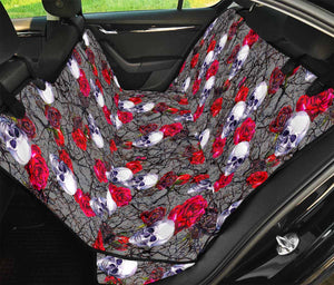 Rose Branch Skull Pattern Print Pet Car Back Seat Cover