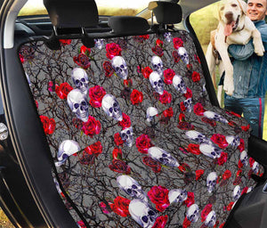 Rose Branch Skull Pattern Print Pet Car Back Seat Cover