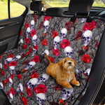 Rose Branch Skull Pattern Print Pet Car Back Seat Cover